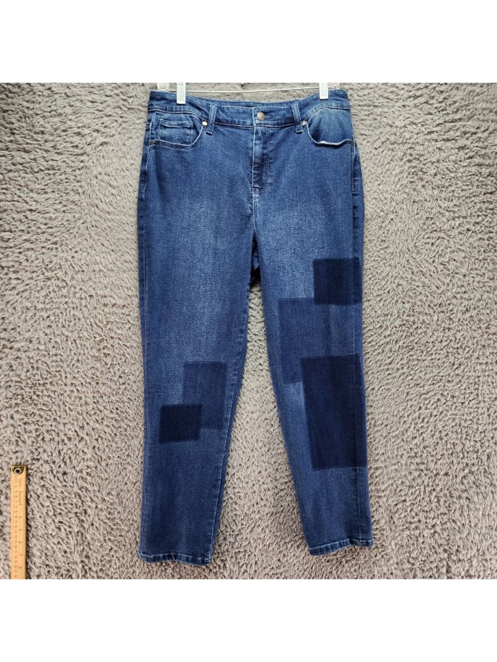 Chicos Jeans Womens 1 US 8 Blue Girlfriend Slim Leg Ankle Stretch Denim *Read*